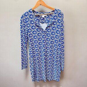 Diane von Furstenberg Blue Floral Knit Long Sleeve‎ Dress- Size 6